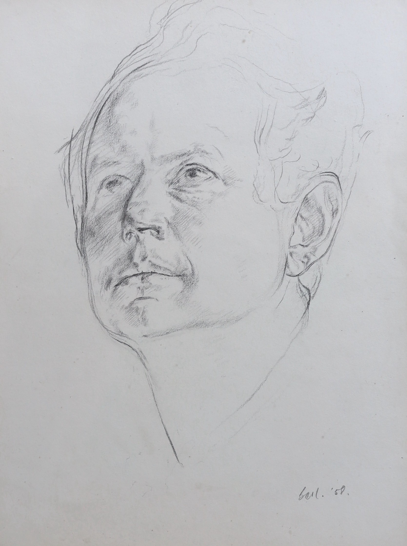 Vanessa Bell (1879-1961), Portrait of John Russell Brown, pencil on paper, 36 x 27cm